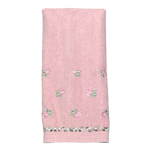 Vintage The Avanti Look Pink Rose Hand Towel Made in USA - Picture 1 of 2